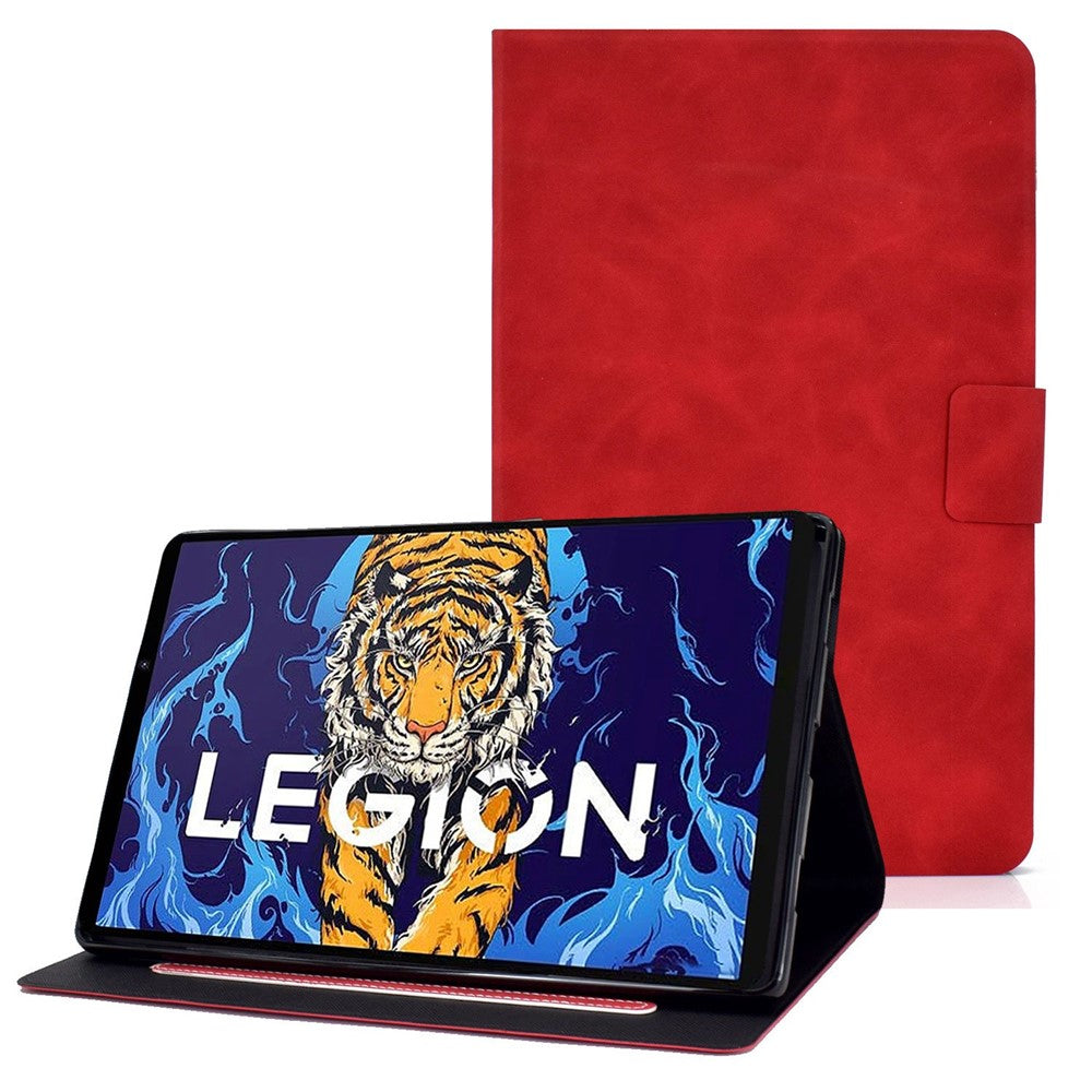 Fodral med fallskydd för Lenovo Legion Y700 TB-9707F surfplatta, PU-läder, fällbart fodral, välskyddande stativ med korthållare