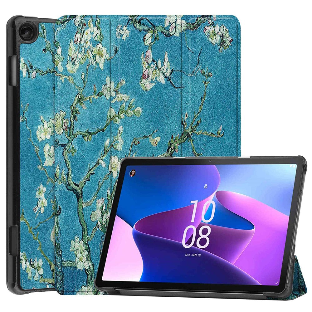 For Lenovo Tab M10 (Gen 3) TB-328FU / TB-328XU Pattern Printing Tablet Case PU Leather Trifold Stand Cover with Auto Wake / Sleep