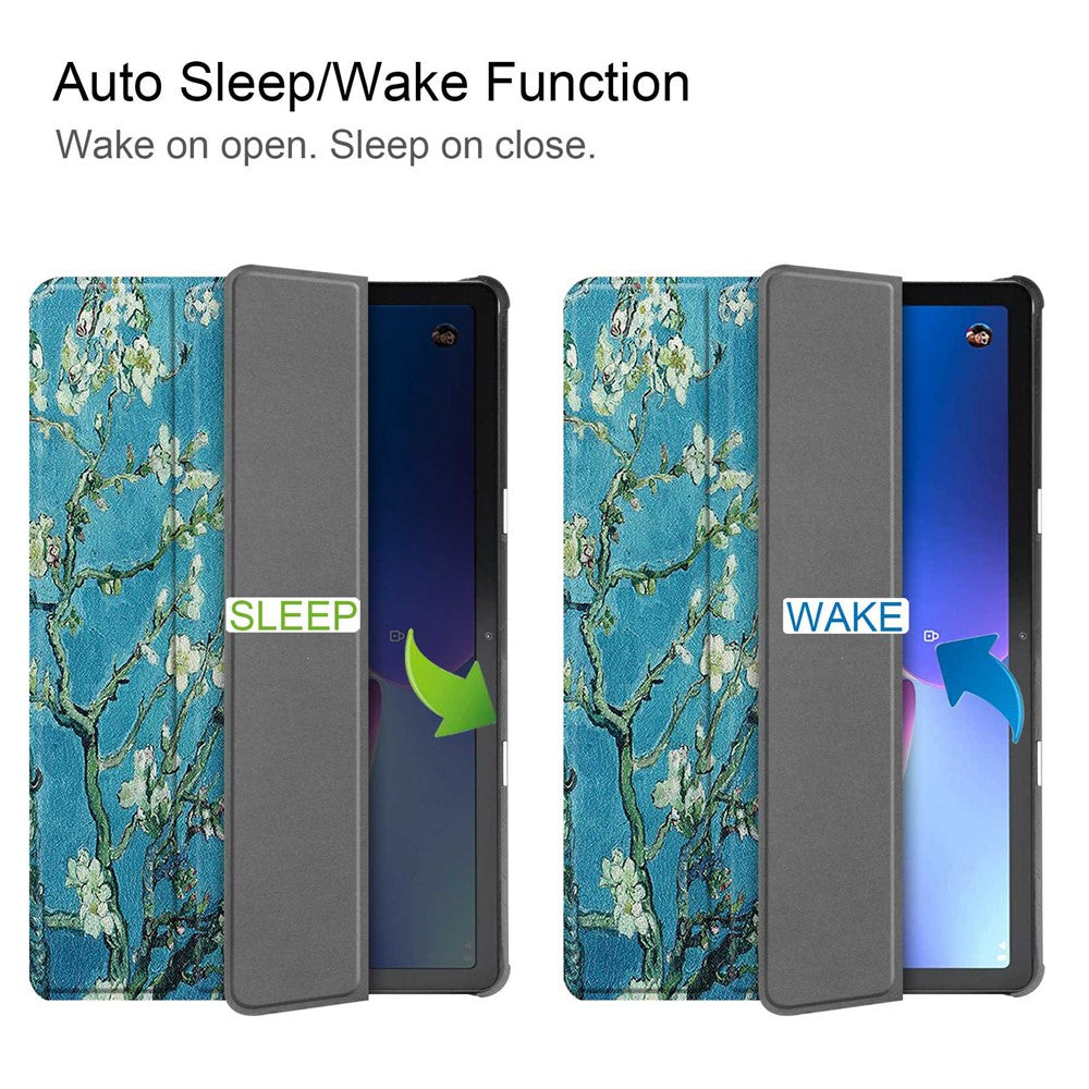 For Lenovo Tab M10 (Gen 3) TB-328FU / TB-328XU Pattern Printing Tablet Case PU Leather Trifold Stand Cover with Auto Wake / Sleep
