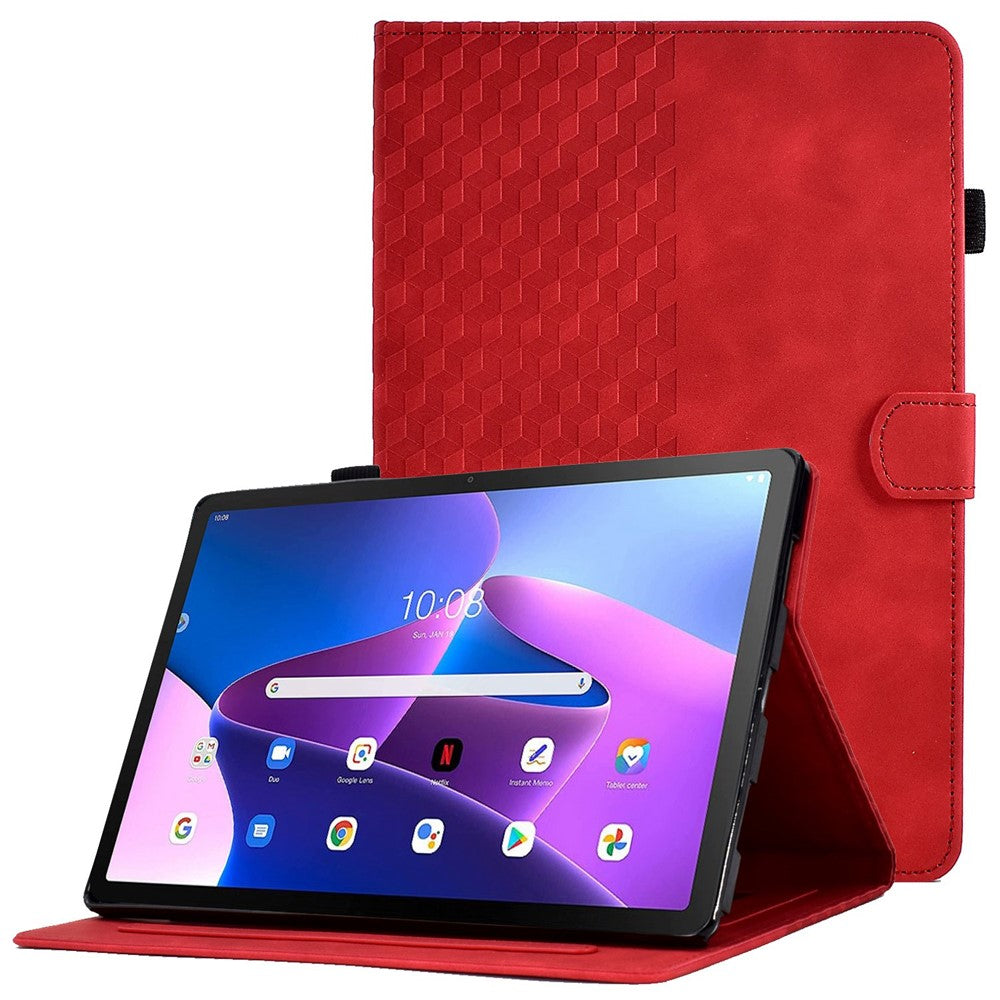 Auto Wake / Sleep Shockproof Case for Lenovo Tab M10 Plus (3rd Gen) / Xiaoxin Pad 2022 10.6 inch Pattern Imprinted Anti-Drop Cover Solid Color Stitching Tablet Leather Stand Case with Card Slots