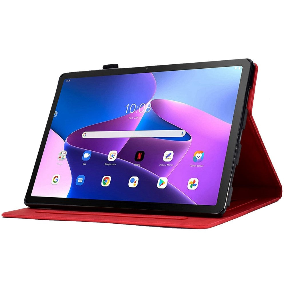 Auto Wake / Sleep Shockproof Case for Lenovo Tab M10 Plus (3rd Gen) / Xiaoxin Pad 2022 10.6 inch Pattern Imprinted Anti-Drop Cover Solid Color Stitching Tablet Leather Stand Case with Card Slots