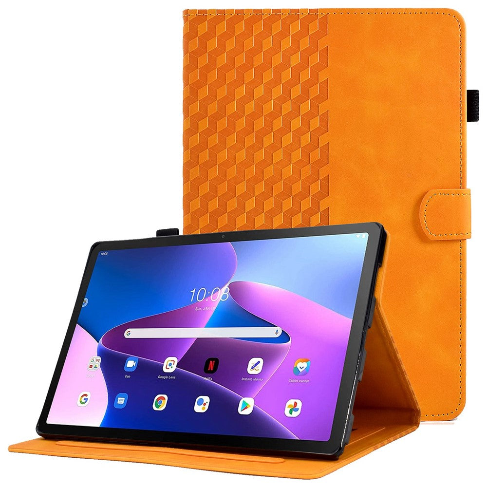Auto Wake / Sleep Shockproof Case for Lenovo Tab M10 Plus (3rd Gen) / Xiaoxin Pad 2022 10.6 inch Pattern Imprinted Anti-Drop Cover Solid Color Stitching Tablet Leather Stand Case with Card Slots