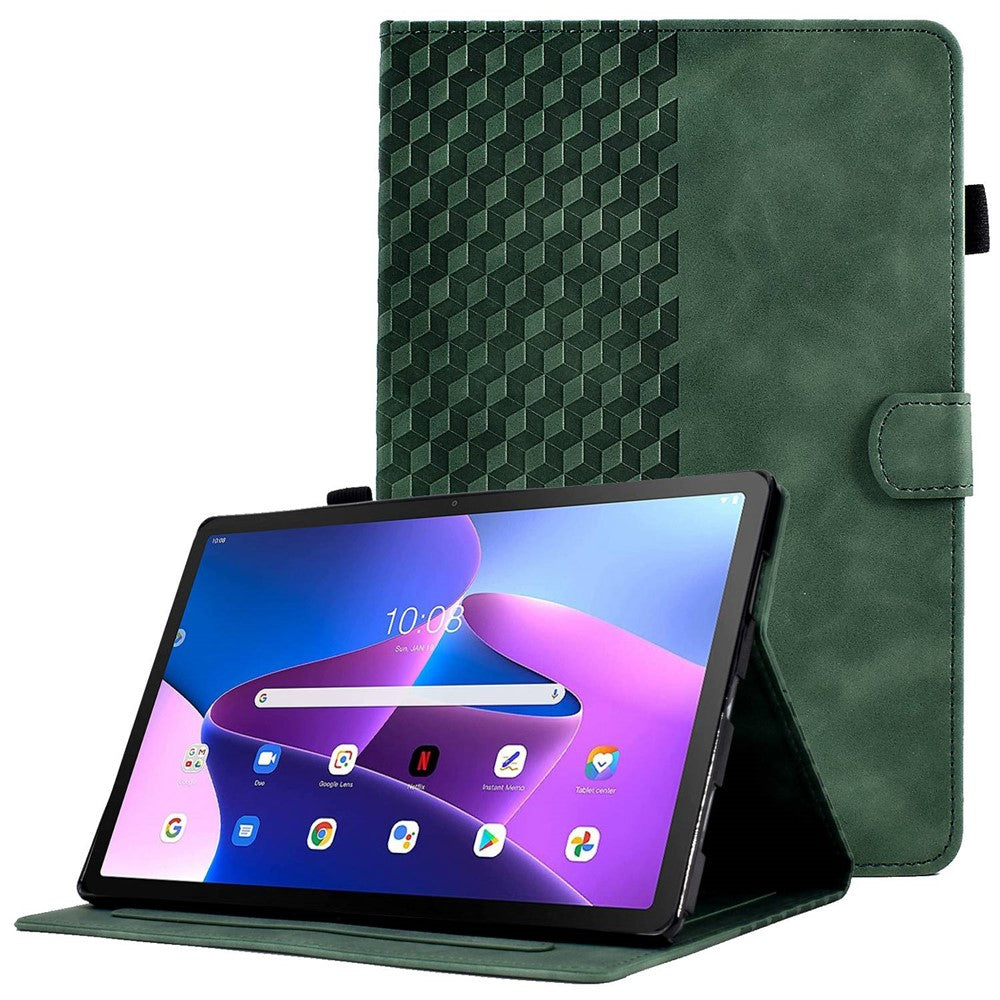 Auto Wake / Sleep Shockproof Case for Lenovo Tab M10 Plus (3rd Gen) / Xiaoxin Pad 2022 10.6 inch Pattern Imprinted Anti-Drop Cover Solid Color Stitching Tablet Leather Stand Case with Card Slots