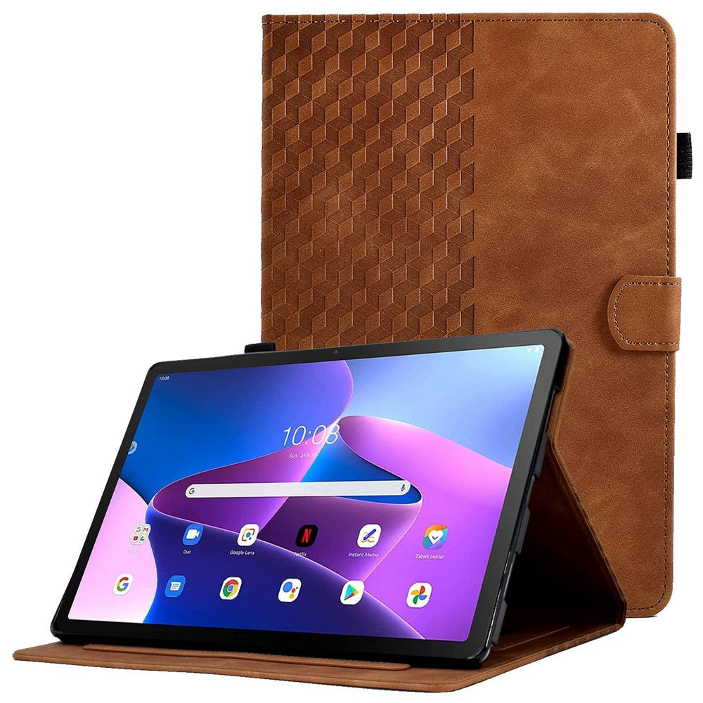 Auto Wake / Sleep Shockproof Case for Lenovo Tab M10 Plus (3rd Gen) / Xiaoxin Pad 2022 10.6 inch Pattern Imprinted Anti-Drop Cover Solid Color Stitching Tablet Leather Stand Case with Card Slots