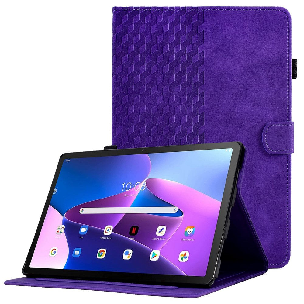 Auto Wake / Sleep Shockproof Case for Lenovo Tab M10 Plus (3rd Gen) / Xiaoxin Pad 2022 10.6 inch Pattern Imprinted Anti-Drop Cover Solid Color Stitching Tablet Leather Stand Case with Card Slots