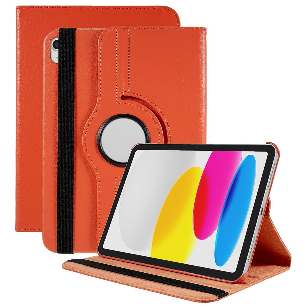 For iPad (2025) / iPad 10.9 (2022) Tablet Case PU Leather Protective Cover with 360 Degree Rotating Stand