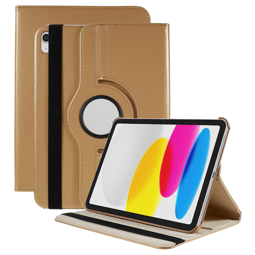 For iPad (2025) / iPad 10.9 (2022) Tablet Case PU Leather Protective Cover with 360 Degree Rotating Stand