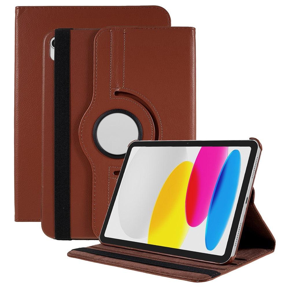 For iPad (2025) / iPad 10.9 (2022) Tablet Case PU Leather Protective Cover with 360 Degree Rotating Stand