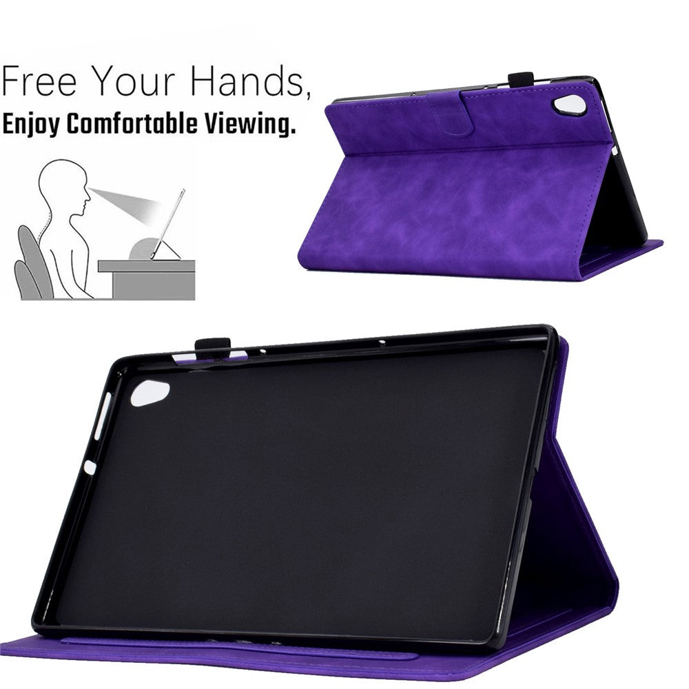 For Lenovo Tab M10 HD Gen 2 X306 10.1" PU Leather Folio Stand Case Pattern Imprinted Magnetic Clasp Smart Cover with Card Slots and Pen Holder