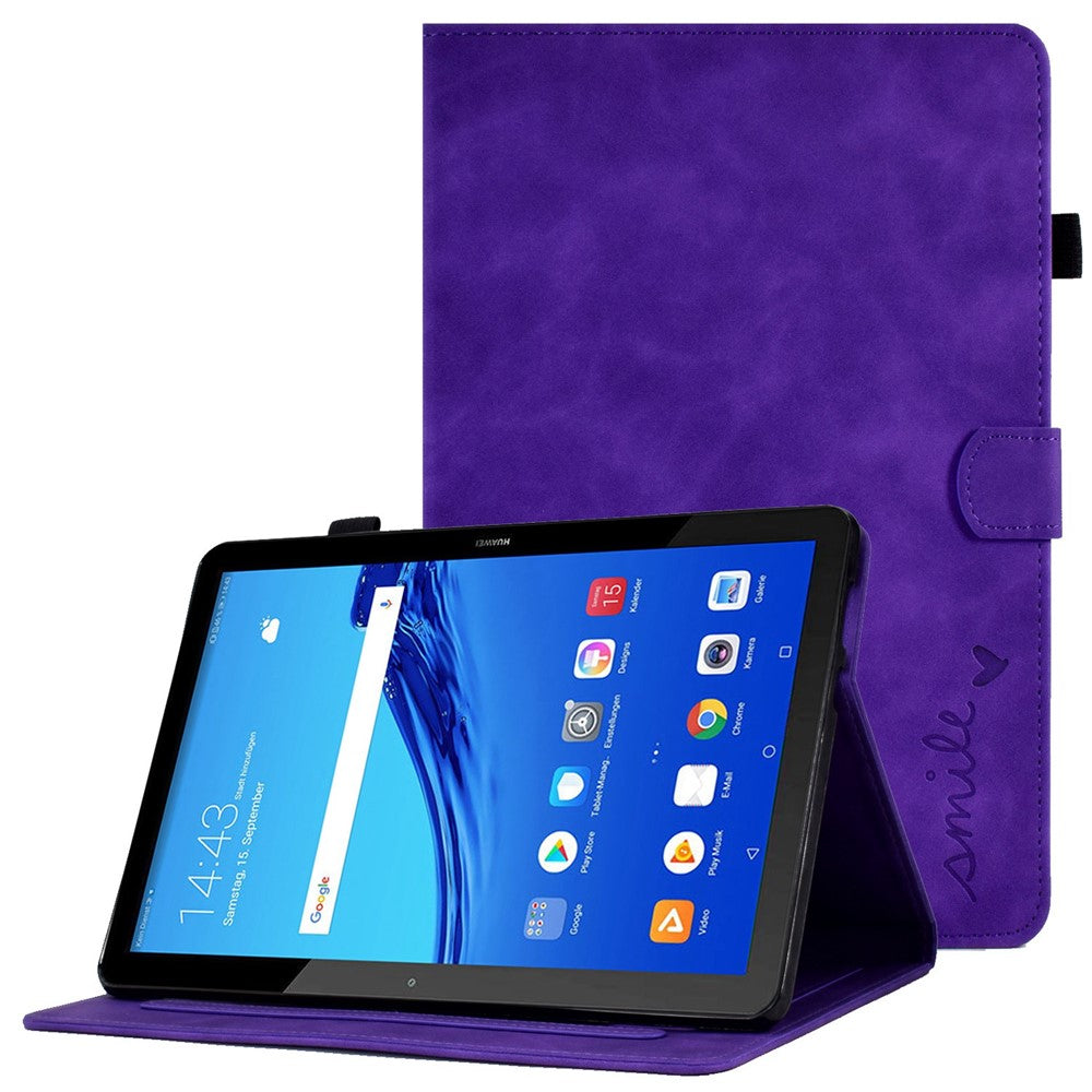 For Huawei MediaPad T5 10.1 Pattern Imprinted Smart Tablet  Case PU Leather Card Slots Folio Stand Cover with Pencil Holder