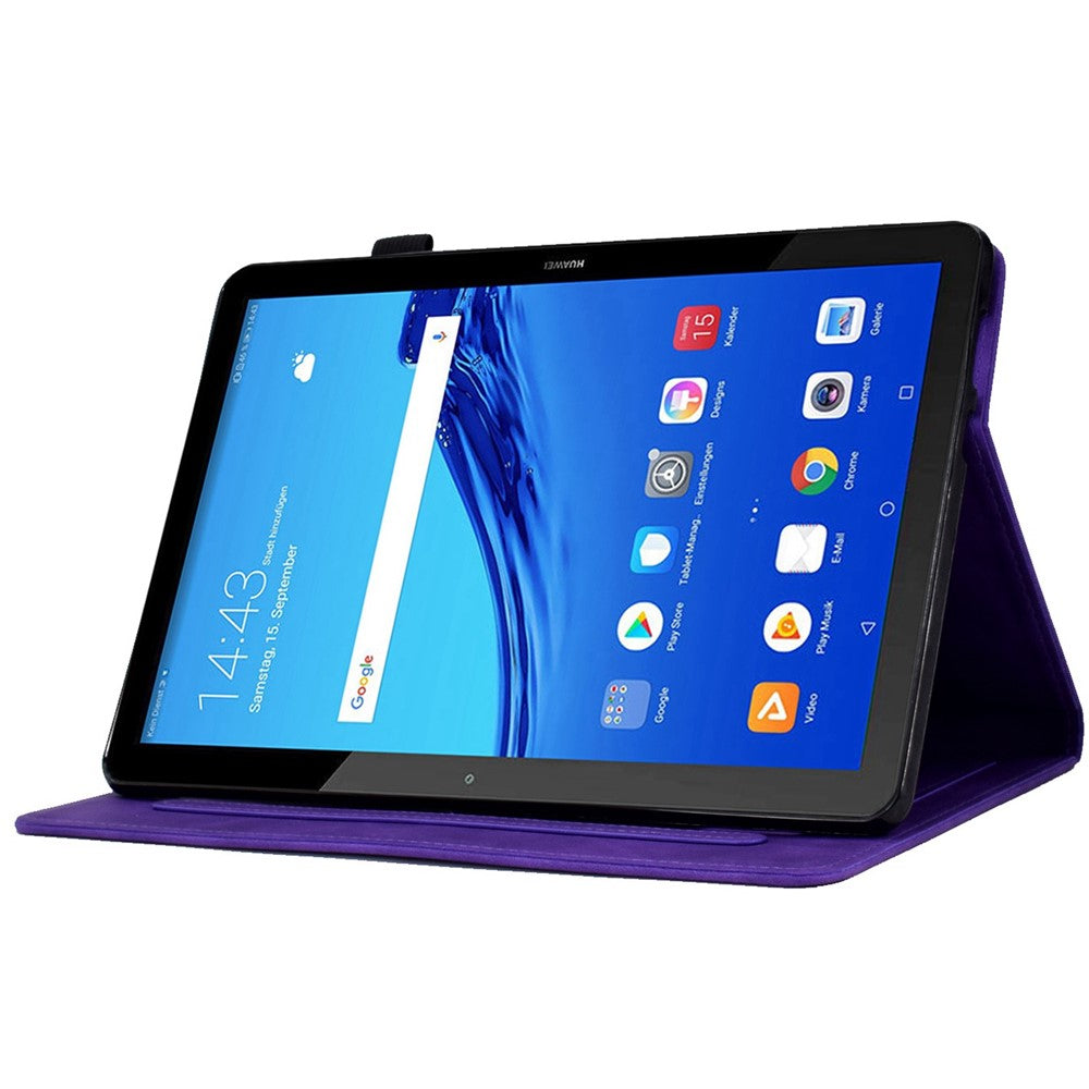 For Huawei MediaPad T5 10.1 Pattern Imprinted Smart Tablet  Case PU Leather Card Slots Folio Stand Cover with Pencil Holder
