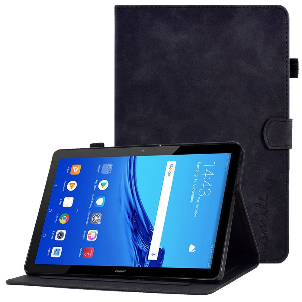 For Huawei MediaPad T5 10.1 Pattern Imprinted Smart Tablet  Case PU Leather Card Slots Folio Stand Cover with Pencil Holder