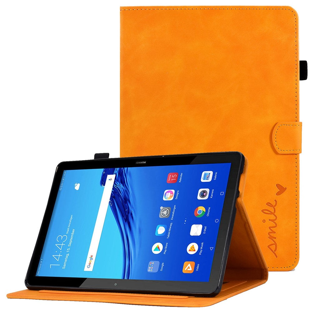 For Huawei MediaPad T5 10.1 Pattern Imprinted Smart Tablet  Case PU Leather Card Slots Folio Stand Cover with Pencil Holder