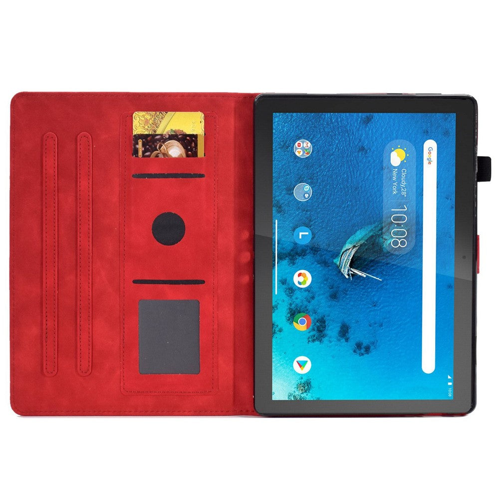 Smart Tablet Leather Case for Lenovo Tab M10 TB-X605F, Anti-scratch Imprinted Pattern Auto Sleep / Wake Up Cover with Card Slots
