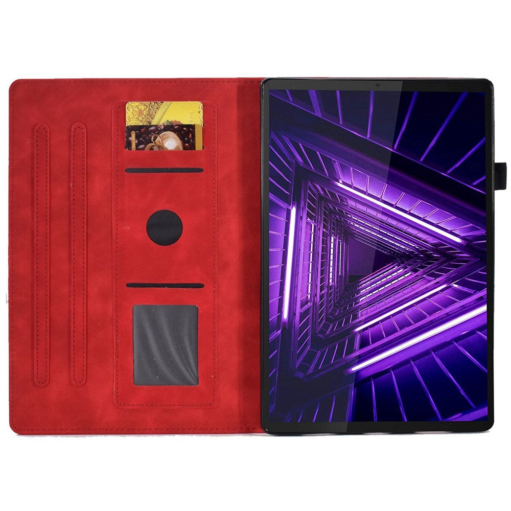 For Lenovo Tab M10 Plus Auto Sleep / Wake Up Smart Tablet Protection Cover Stand Built-in Card Slots Imprinted Pattern Leather Case