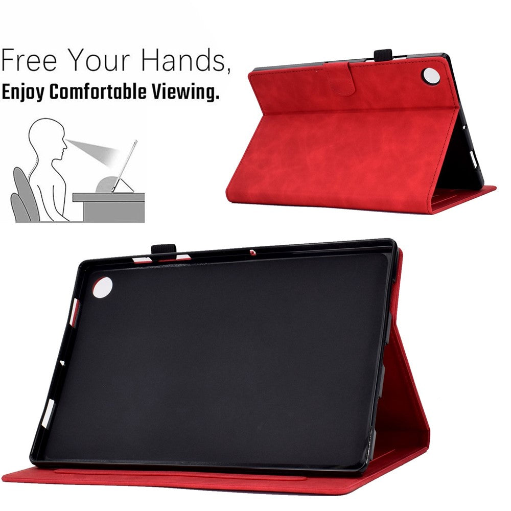 For Lenovo Tab M10 Plus Auto Sleep / Wake Up Smart Tablet Protection Cover Stand Built-in Card Slots Imprinted Pattern Leather Case