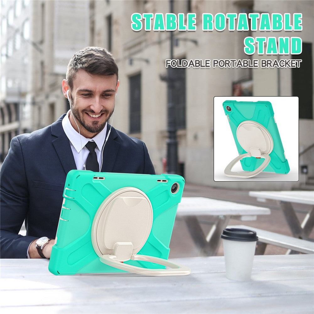 For Lenovo Tab M10 (Gen 3) TB-328FU / TB-328XU PC + Silicone Tablet Case Hand Grip Rotary Kickstand Drop-proof Protective Cover