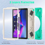 For Lenovo Tab M10 (Gen 3) TB-328FU / TB-328XU PC + Silicone Tablet Case Hand Grip Rotary Kickstand Drop-proof Protective Cover