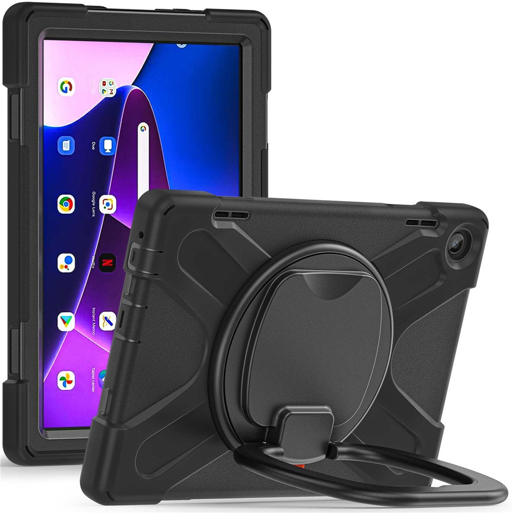 For Lenovo Tab M10 (Gen 3) TB-328FU / TB-328XU PC + Silicone Tablet Case Hand Grip Rotary Kickstand Drop-proof Protective Cover