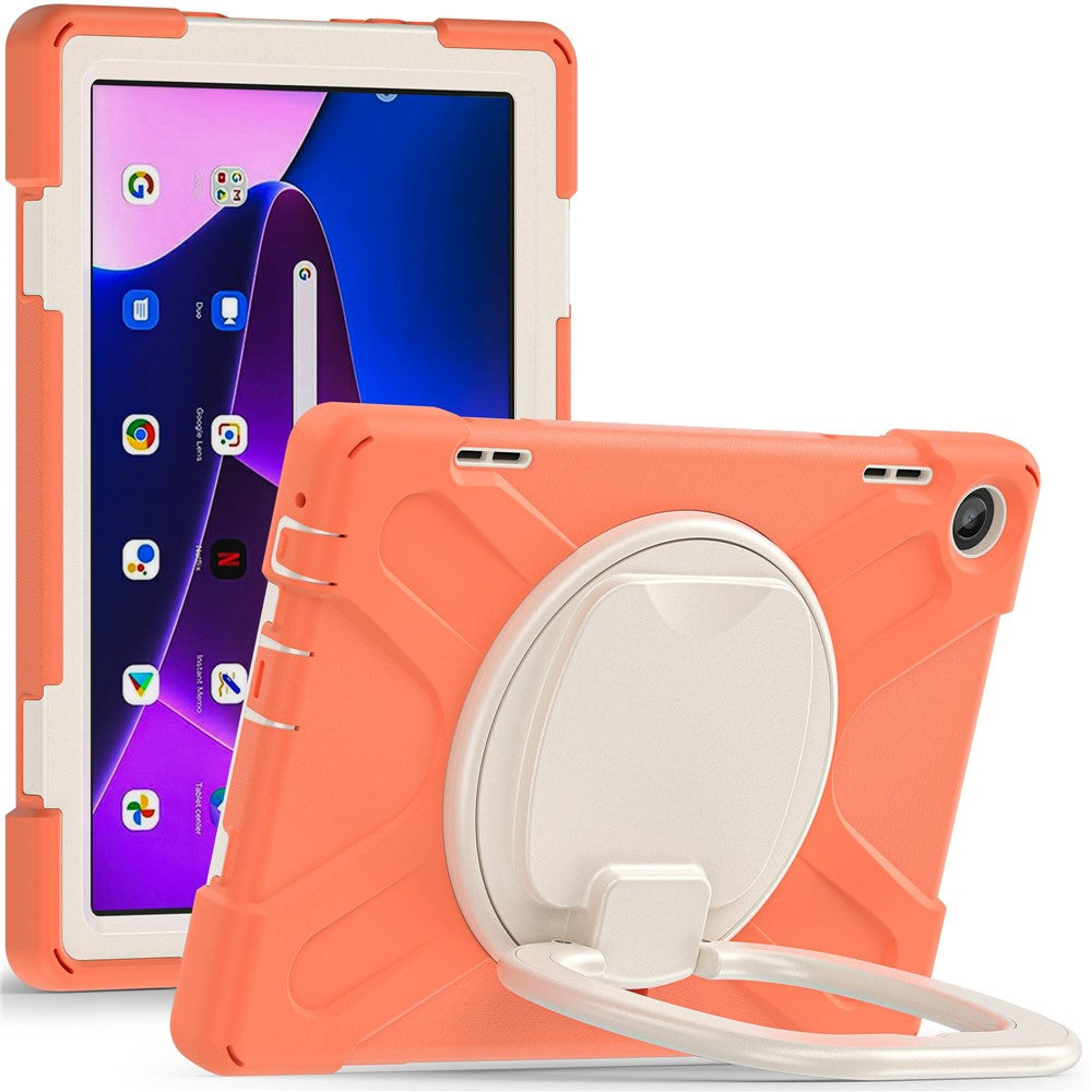 For Lenovo Tab M10 (Gen 3) TB-328FU / TB-328XU PC + Silicone Tablet Case Hand Grip Rotary Kickstand Drop-proof Protective Cover