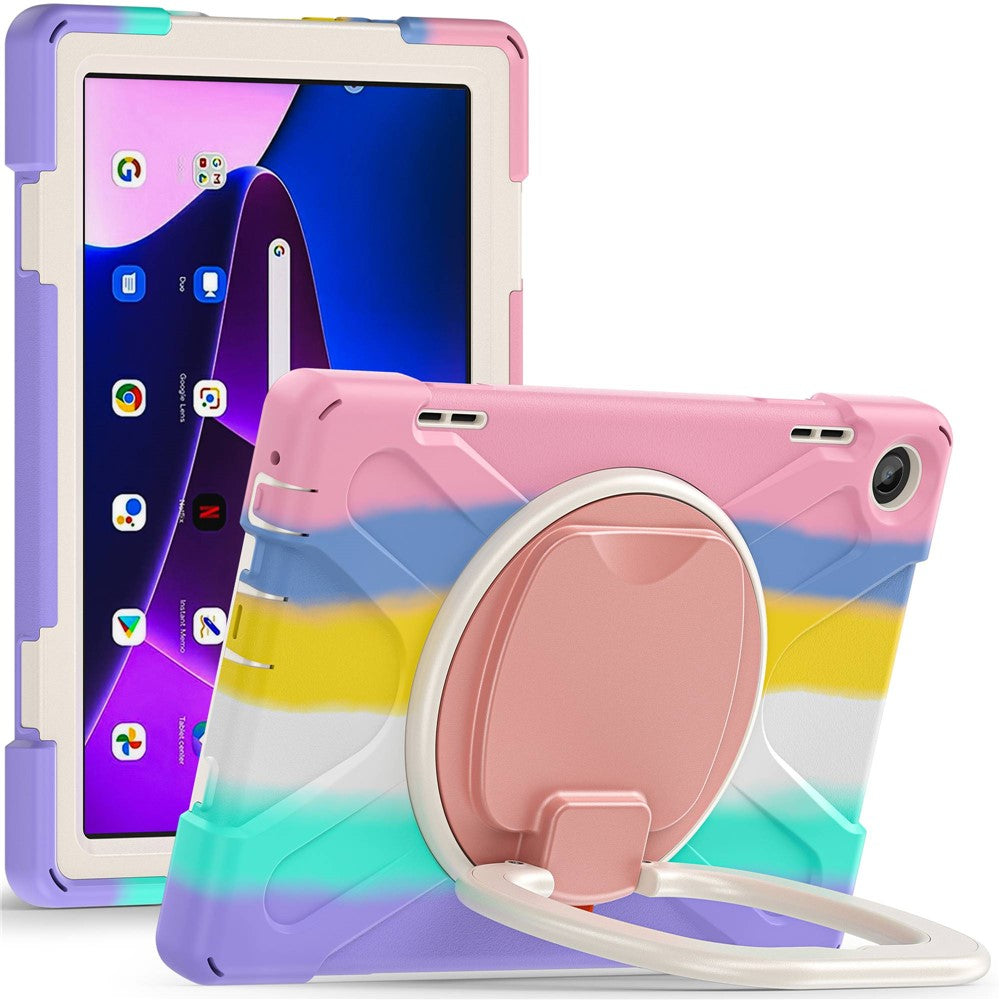 For Lenovo Tab M10 (Gen 3) TB-328FU / TB-328XU PC + Silicone Tablet Case Hand Grip Rotary Kickstand Drop-proof Protective Cover