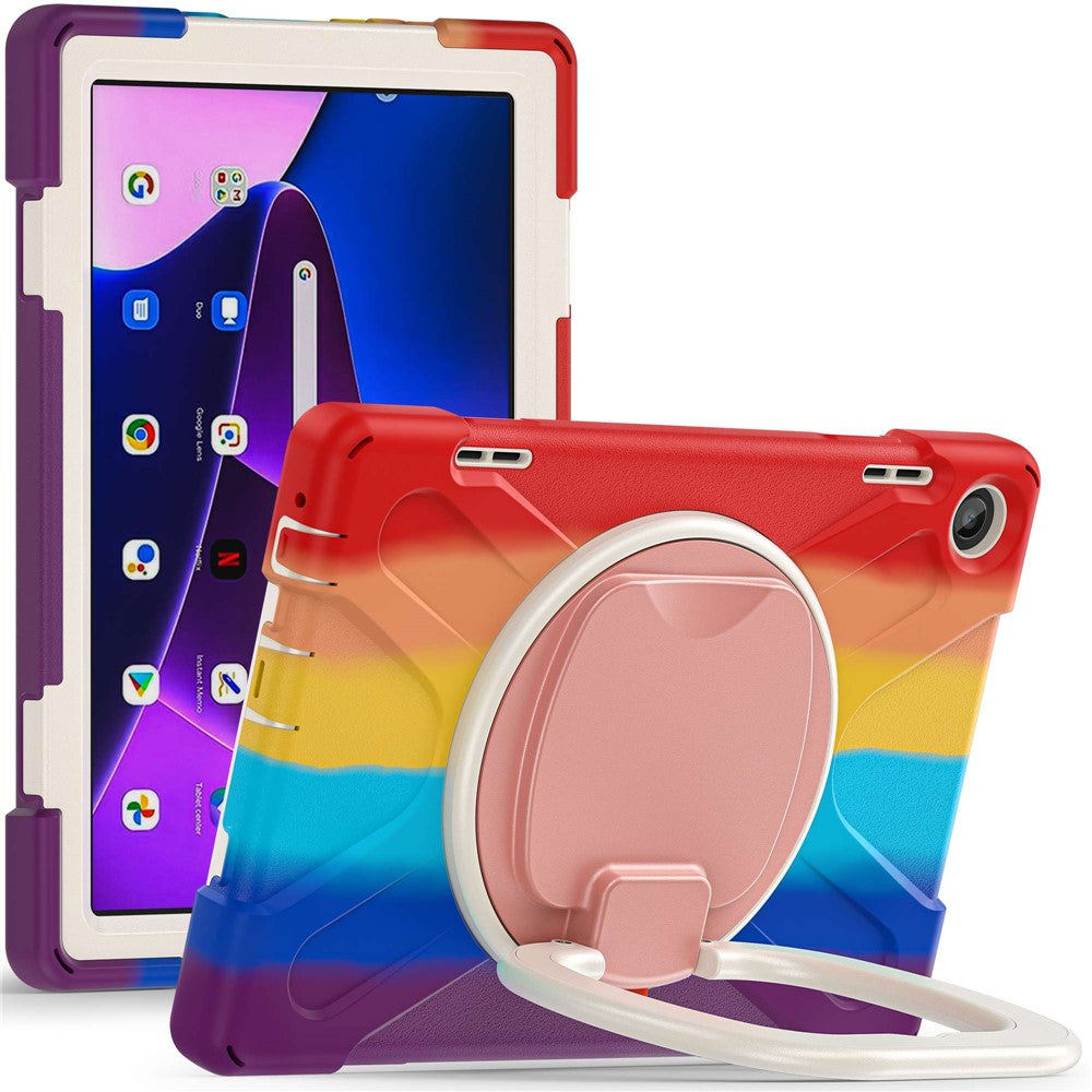 For Lenovo Tab M10 (Gen 3) TB-328FU / TB-328XU PC + Silicone Tablet Case Hand Grip Rotary Kickstand Drop-proof Protective Cover