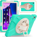 For Lenovo Tab M10 (Gen 3) TB-328FU / TB-328XU Kickstand 360 Degree Rotation Hand Strap Tablet Case PC + Silicone Protective Cover