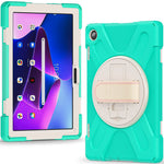 For Lenovo Tab M10 (Gen 3) TB-328FU / TB-328XU Kickstand 360 Degree Rotation Hand Strap Tablet Case PC + Silicone Protective Cover