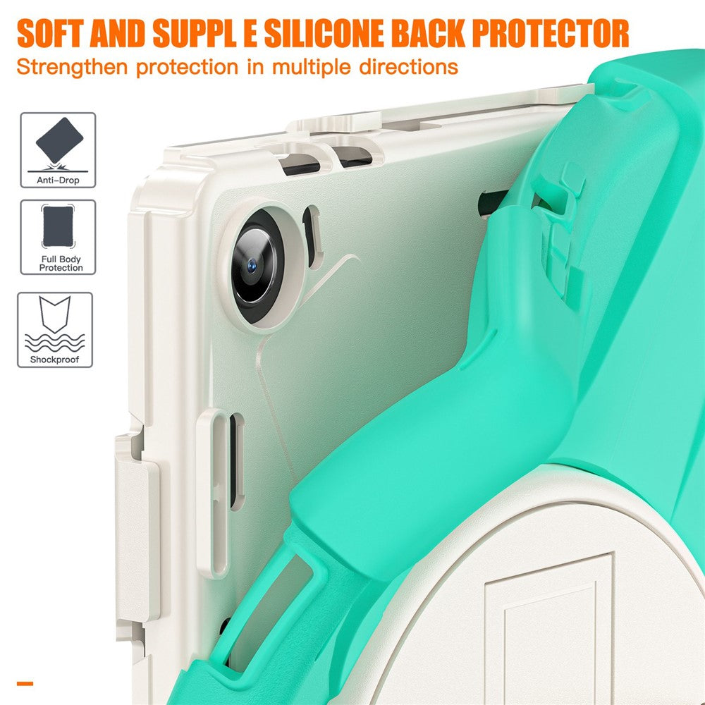 For Lenovo Tab M10 (Gen 3) TB-328FU / TB-328XU Kickstand 360 Degree Rotation Hand Strap Tablet Case PC + Silicone Protective Cover