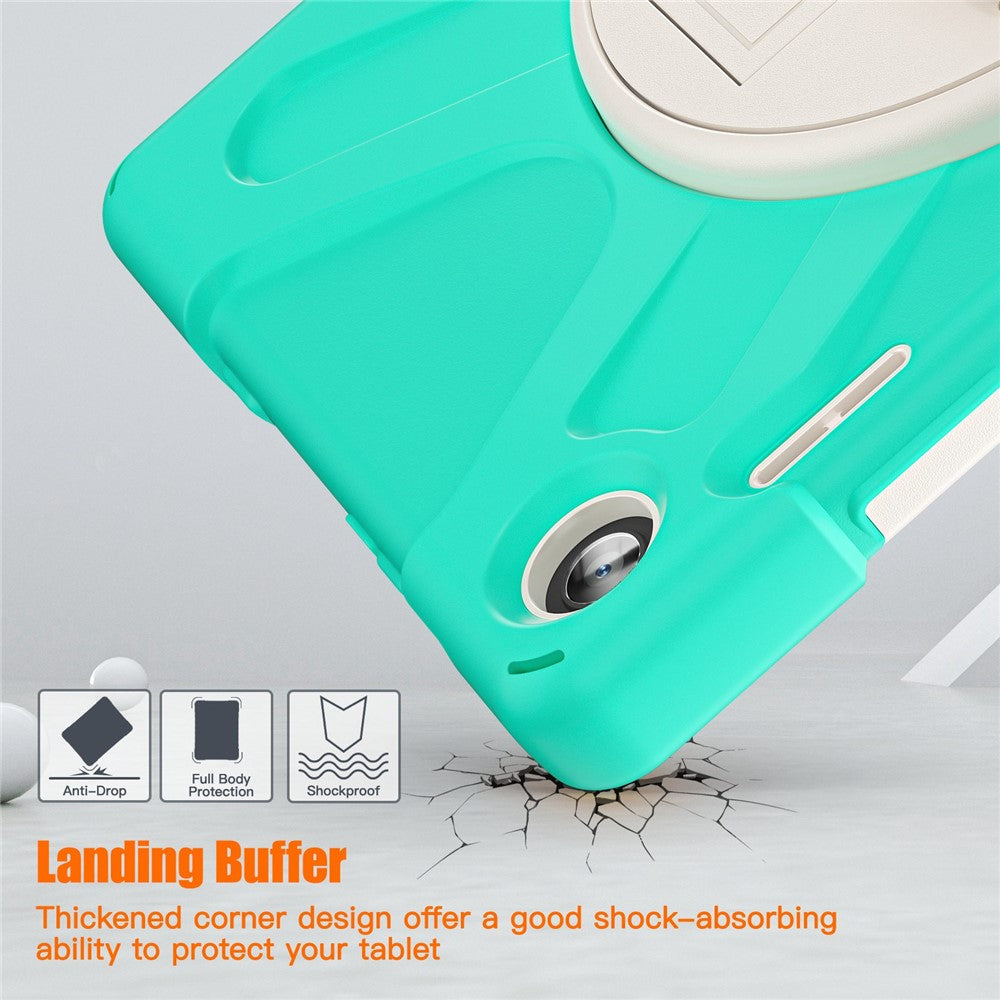 For Lenovo Tab M10 (Gen 3) TB-328FU / TB-328XU Kickstand 360 Degree Rotation Hand Strap Tablet Case PC + Silicone Protective Cover