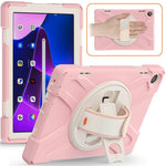 For Lenovo Tab M10 (Gen 3) TB-328FU / TB-328XU Kickstand 360 Degree Rotation Hand Strap Tablet Case PC + Silicone Protective Cover