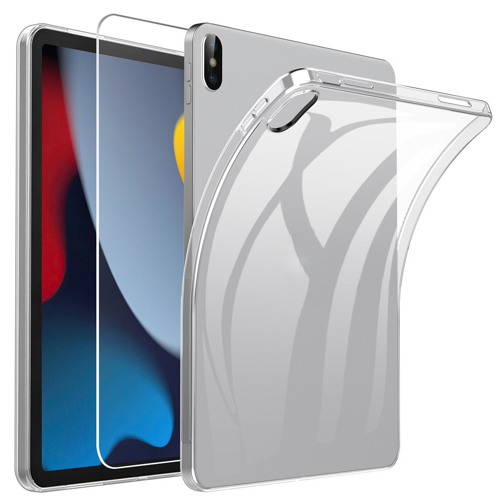 Til iPad (2025) / 10.9 (2022) Blødt TPU-cover Transparent Telefoncover med 2.5D Arc Edge Hærdet Glas Skærmbeskytter