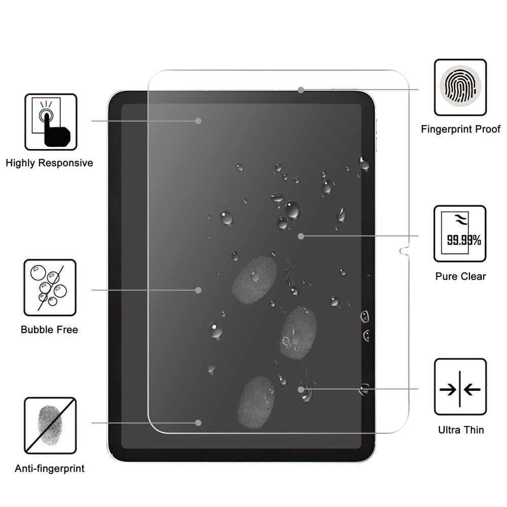 Til iPad (2025) / 10.9 (2022) Blødt TPU-cover Transparent Telefoncover med 2.5D Arc Edge Hærdet Glas Skærmbeskytter
