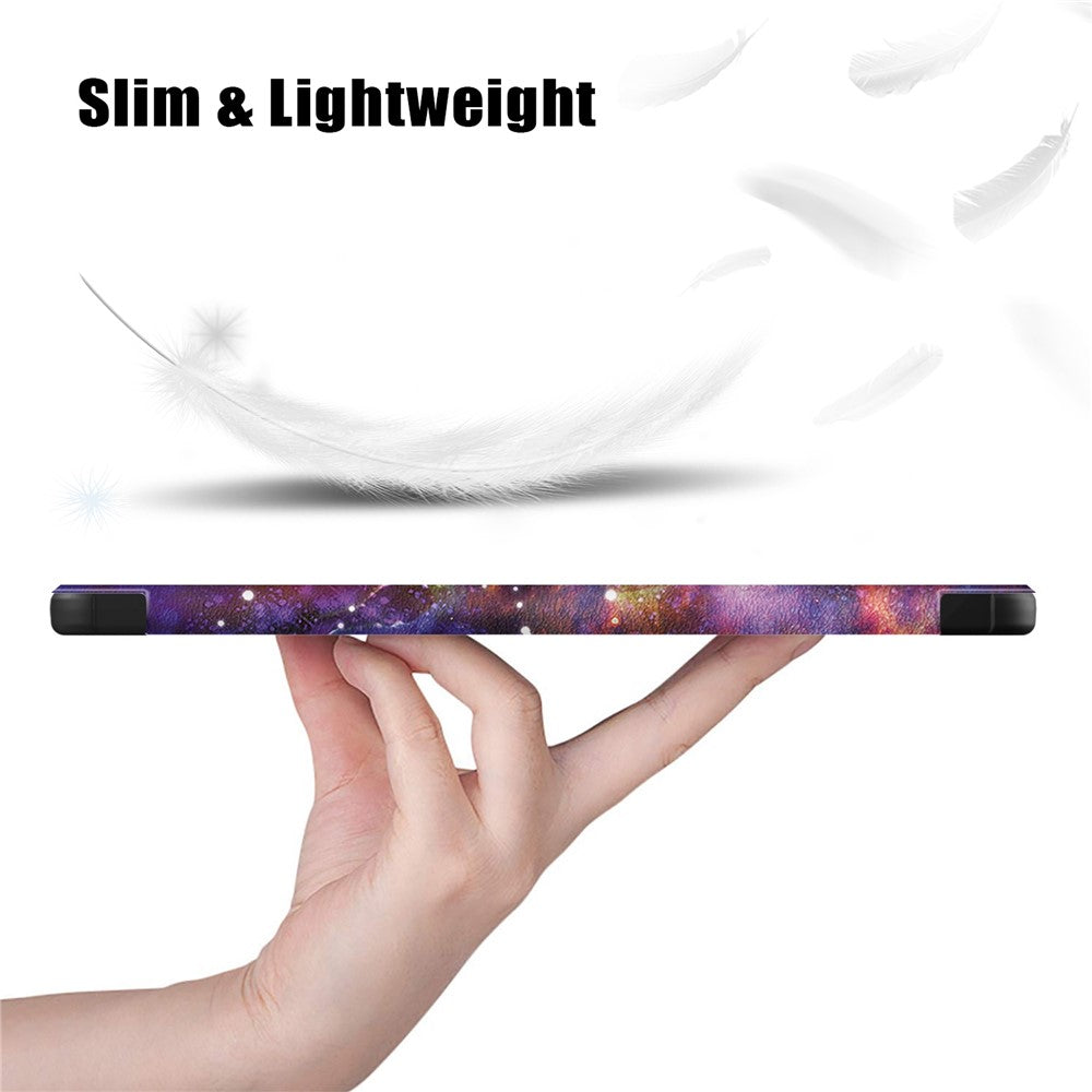 For Xiaomi Redmi Pad 10.6 Pattern Printing Tablet Case PU Leather Anti-Drop Trifold Stand Cover with Auto Wake / Sleep
