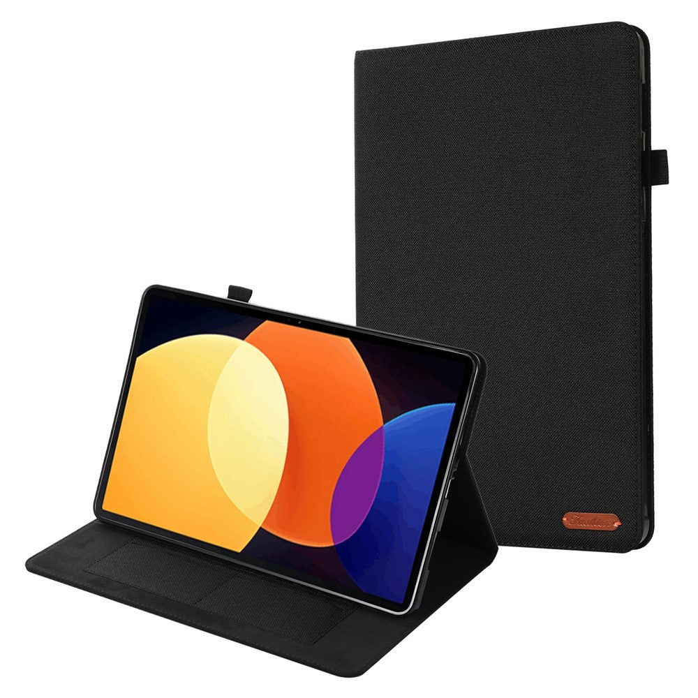 For Xiaomi Pad 5 Pro 12.4 (2022) Cloth Texture PU Leather Stand Case Tablet Protective Cover with Card Slots