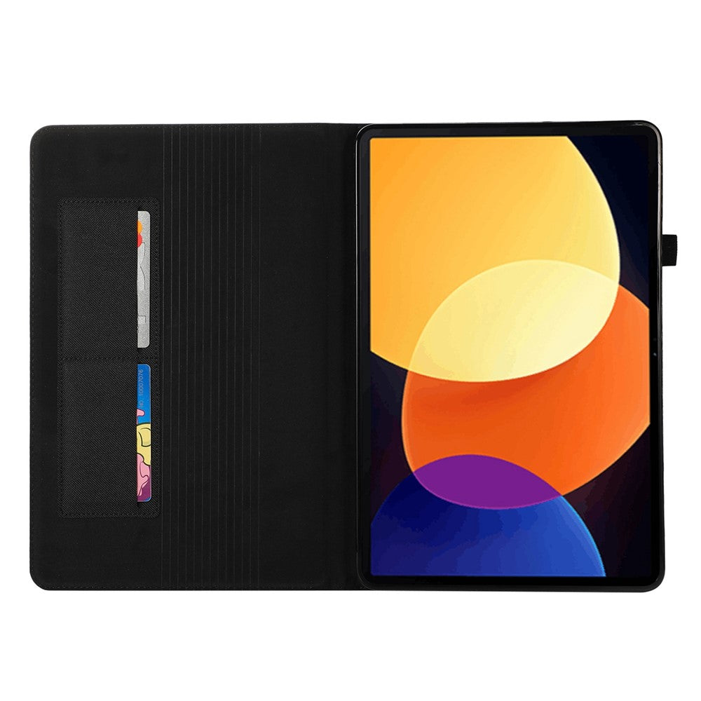 For Xiaomi Pad 5 Pro 12.4 (2022) Cloth Texture PU Leather Stand Case Tablet Protective Cover with Card Slots