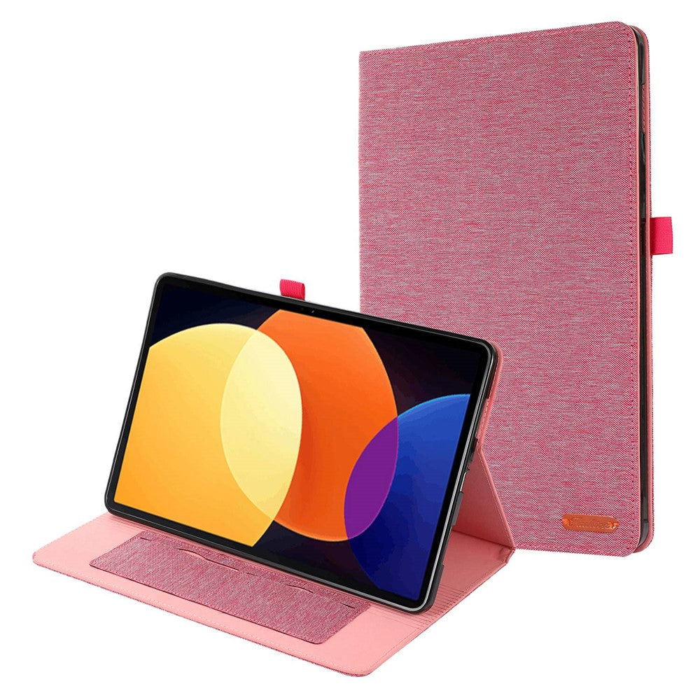 For Xiaomi Pad 5 Pro 12.4 (2022) Cloth Texture PU Leather Stand Case Tablet Protective Cover with Card Slots