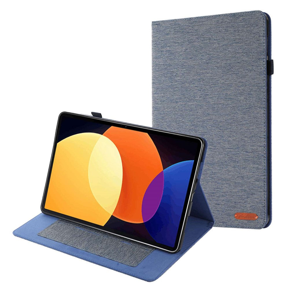 For Xiaomi Pad 5 Pro 12.4 (2022) Cloth Texture PU Leather Stand Case Tablet Protective Cover with Card Slots