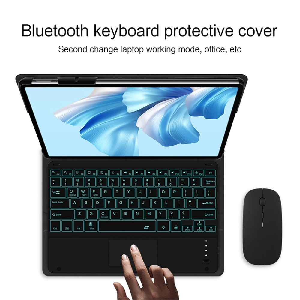 For Huawei MateBook E Go Detachable Bluetooth-compatible Keyboard with Hinge Stand Leather Case