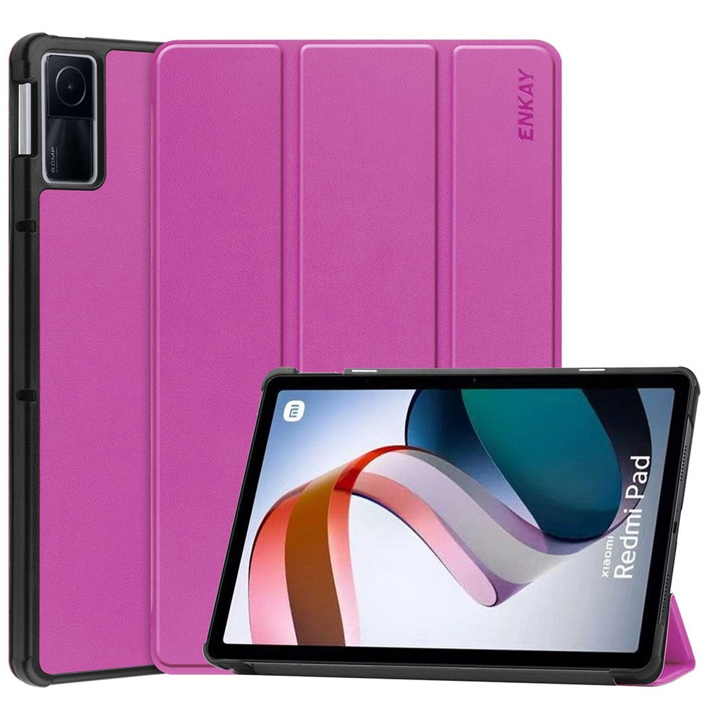 ENKAY HAT PRINCE För Xiaomi Redmi Pad 10.61" Stötsäkert Fodral PU-läder Hårt PC Surfplatta Stativ Fodral Trippelvikbart Skyddsfodral Stöder Automatisk Väckning/Sömn