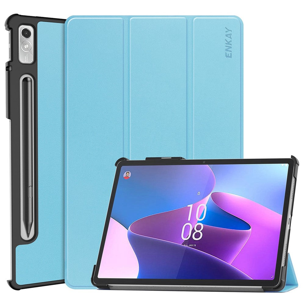 ENKAY HAT PRINCE För Lenovo Tab P11 Pro Gen 2 11,2" (2022) Skyddsfodral PU-läder + PC Stötsäkert fodral Trippelt stativ Surfplatta med Pennfack Stöd för automatisk väckning/viloläge