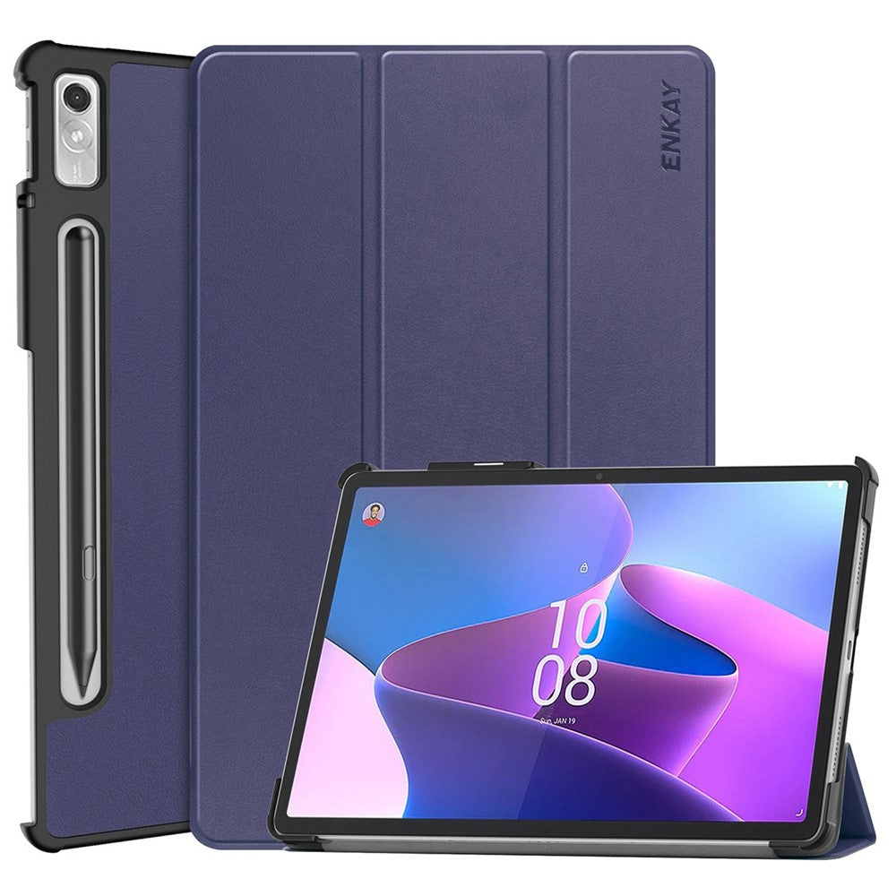 ENKAY HAT PRINCE För Lenovo Tab P11 Pro Gen 2 11,2" (2022) Skyddsfodral PU-läder + PC Stötsäkert fodral Trippelt stativ Surfplatta med Pennfack Stöd för automatisk väckning/viloläge