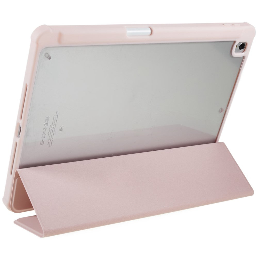 For iPad 10.2 (2021) / (2019) / (2020) Shockproof Case PU Leather + TPU + Acrylic Tablet Case Tri-fold Stand Protective Cover