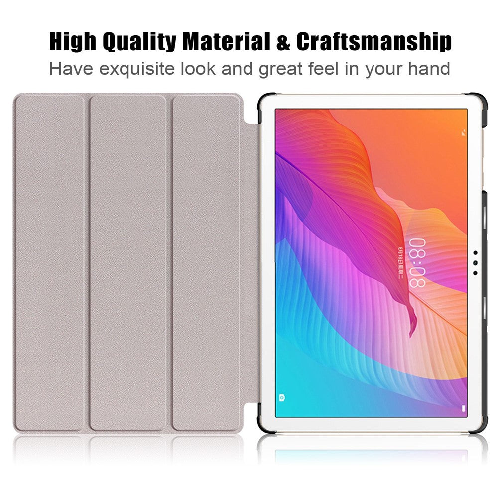 For Honor Pad X8 / X8 Lite / Huawei MatePad T 10 Pattern Printing PU Leather Trifold Stand Cover Fall-proof Tablet Protective Case
