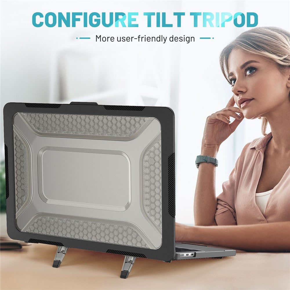 Til MacBook Air 13 tommer (2026) A3449 / (2025) A3240 / (2024) A3113 / (2022) A2681 beskyttelsescover ridsefast laptop hardcase i PC med støtteben