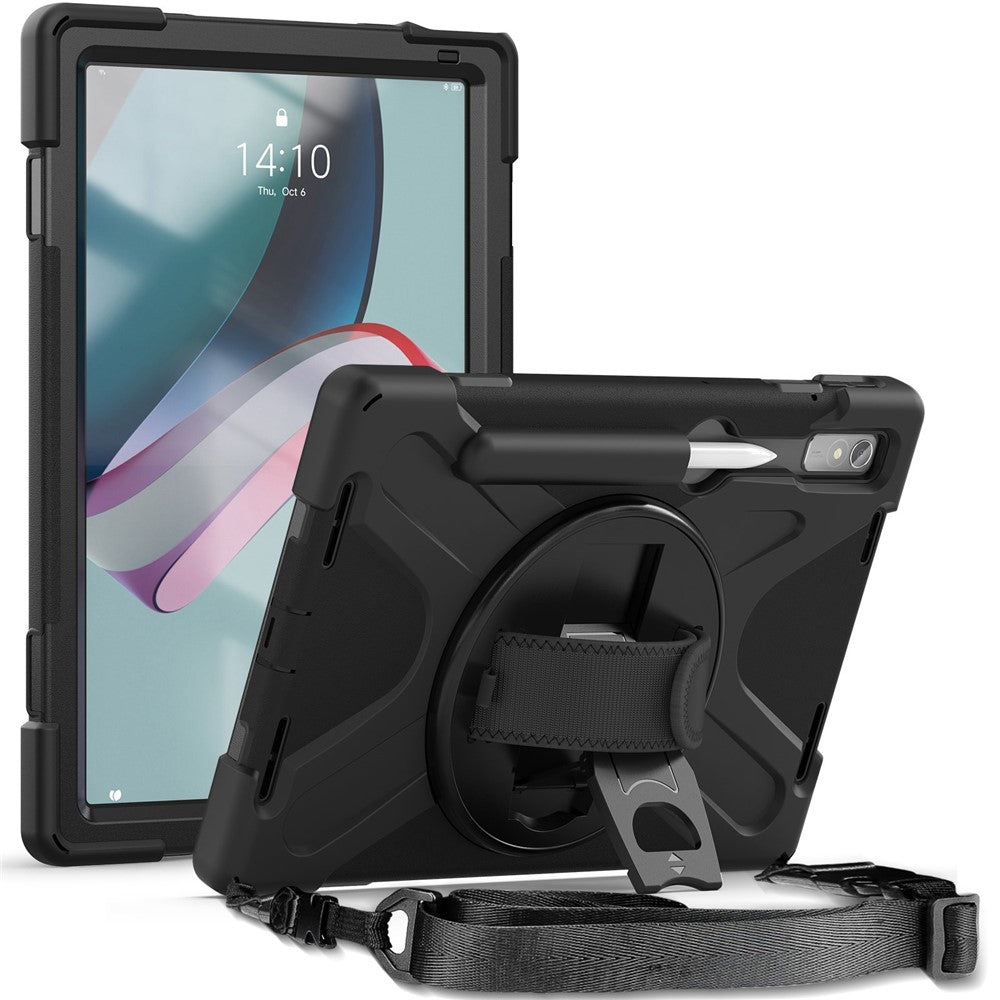For Lenovo Tab P11 Pro Gen 2 Case Rotation Kickstand PC + Silicone Tablet Cover with Hand Strap / Shoulder Strap