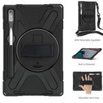 For Lenovo Tab P11 Pro Gen 2 Case Rotation Kickstand PC + Silicone Tablet Cover with Hand Strap / Shoulder Strap