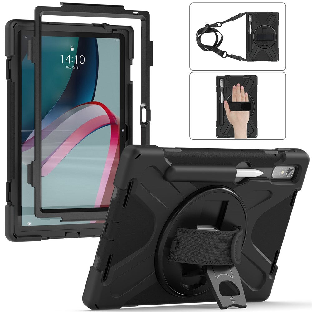 For Lenovo Tab P11 Pro Gen 2 Case Rotation Kickstand PC + Silicone Tablet Cover with Hand Strap / Shoulder Strap