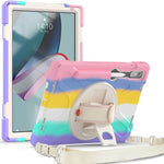 For Lenovo Tab P11 Pro Gen 2 Case Rotation Kickstand PC + Silicone Tablet Cover with Hand Strap / Shoulder Strap