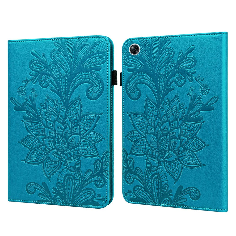 Oppo Pad Air Flower Imprinting Surfplatta Skyddsfodral PU-läder Stötsäkert Justerbart Stativ Plånboksfodral med Elastiskt Band
